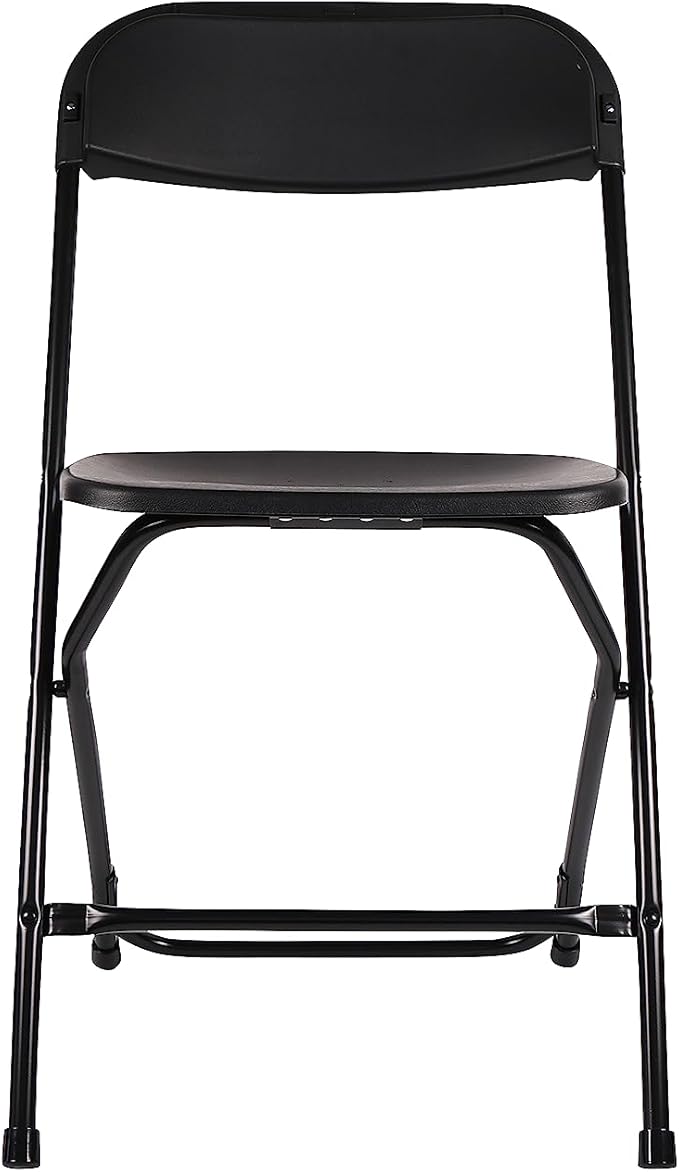 BTEXPERT Set of 20,Black Plastic Folding Chair Steel Frame Commercial High Capacity Event Chair Lightweight Set for Office Wedding Party Picnic Kitchen Dining Church School
