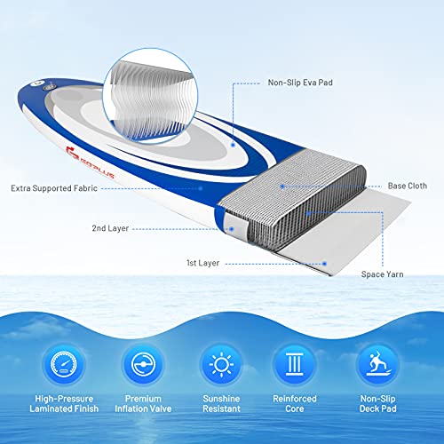 Goplus Inflatable Stand up Paddle Board, 10'/10.5'/11' SUP 6" Thick with Premium Accessories, Adjustable Aluminum Paddle, ...