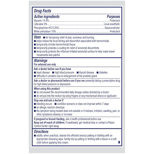 Preparation H Rapid Relief Hemorrhoid Cream with Lidocaine, Numbing Relief for Swelling, Pain, Burning and Itching - 0.75 Oz Tube