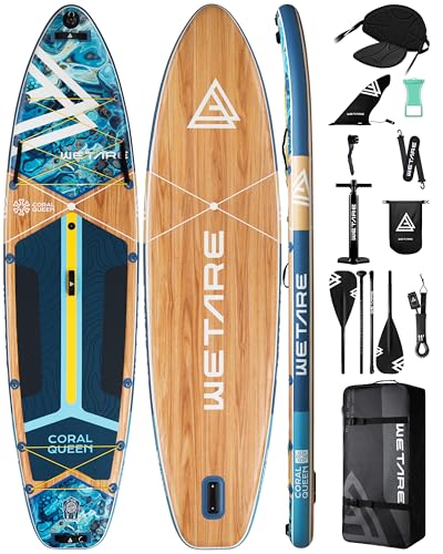 WETARE 11'6"x35" Inflatable Paddle Board, 450lbs Extra Wide Stand Up Sup Board for Adults, Blow Up Paddleboard Kayak Non-S...