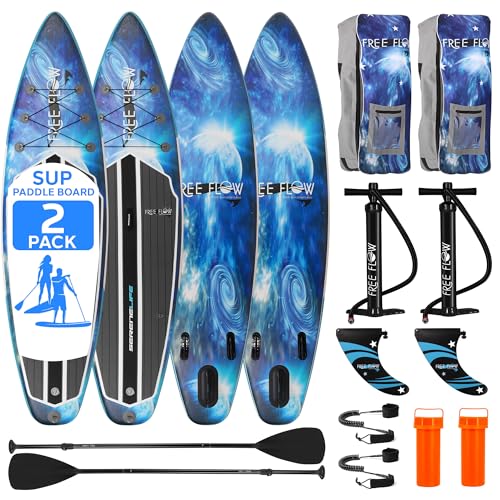 SereneLife Set of 2 Inflatable Stand Up Paddle Boards with Premium Accessories – SUP Pair with 32" Wide Stable Design, No...