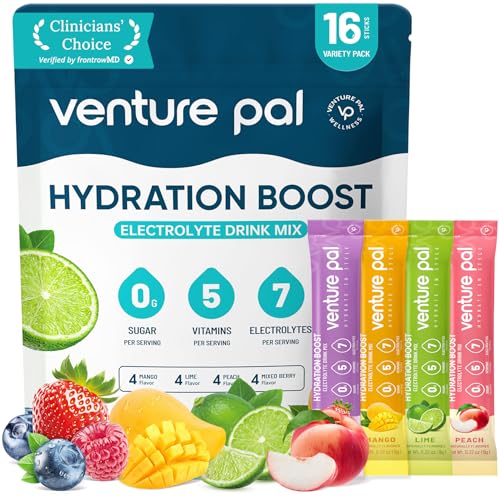 Venture Pal Sugar Free Electrolyte Powder Packets - Liquid Daily IV Hydration Packets | Electrolytes Drink Mix with 5 Vita...