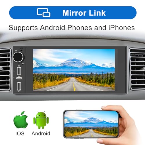 Single Din Touchscreen Radio Wireless Apple Car Play Wireless Android Auto, 6In Single Din Car Stereo with Mirror Link Blu...