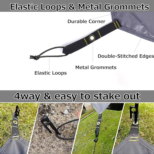 Farfly Tent Footprint Waterproof PU 3000 Easy Set up Heavy Duty Ultralight Tent Footprint for Camping,Hiking, Backpacking,...