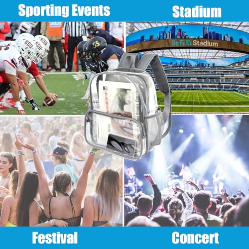 Crosstime Stadium Approved Clear Backpack 12x6x12 for Stadium Events, Festival, Concerts & Sports – Waterproof PVC Bag, Gr...