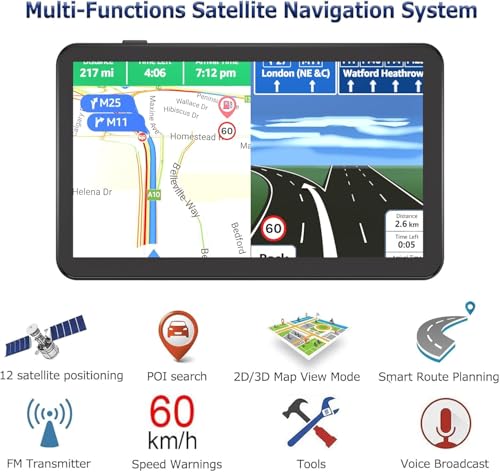 GPS Navigator for Car, Latest 2025 Map 7-inch Touch Screen 16GB GPS Navigation System,Truck GPS Navigation System,Voice Gu...