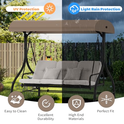 Porch Swing Canopy Replacement Top, Swing Chair Canopy Replacement for GT Porch Swing Model GCS00229C (Beige)