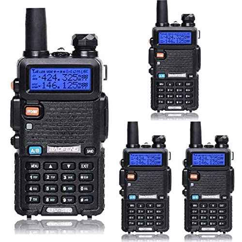 Baofeng UV-5R Dual Band Two Way Radio Handheld Ham Radio Long Range Walkie Talkies Pack of 4 for Hiking Camping Skiing Trip (Black)