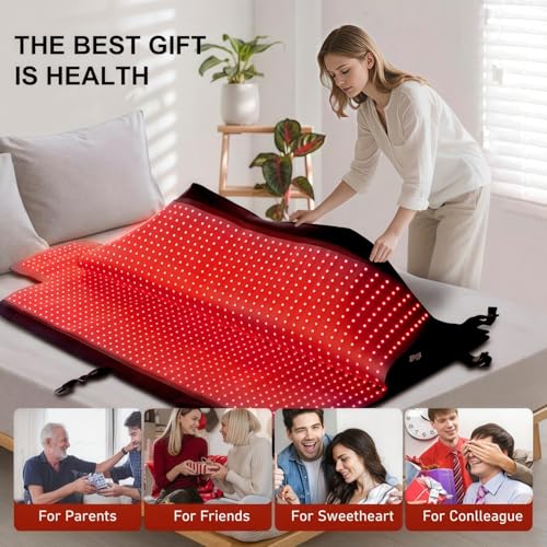 FUIART 2026 Upgraded Dual Wavelength LED Beads 660nm&850nm Red Light Therapy Blanket Full Body, Used to Face and Body Pain...