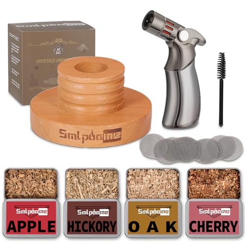 Whiskey Smoker Kit with Torch, Old Fashioned Cocktail Bourbon Drink Smoker with 4 Flavors Wood Chips, Birthday Christmas D...