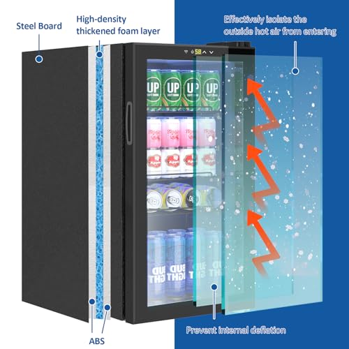 Dawmilon 3.2 Cu.Ft Mini Fridge – 120 Can Beverage Refrigerator with Glass Door, Adjustable Shelves & Temperature Control, ...