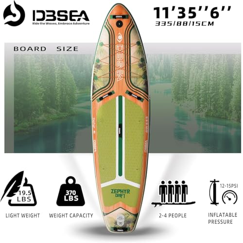 D3SEA 11 ft Inflatable Paddle Board with SUP Accessories, Non Slip EVA Deck, Extra Long Extra Wide iSUP, All Around Stand ...