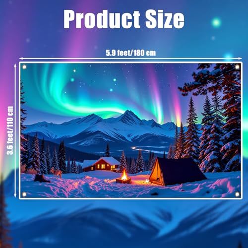 5.9 X 3.6 Ft Colorful Northern Lights Backdrop, Birthday Party Photo Valentine's Day Backdrops, Camping Forest Northern Li...