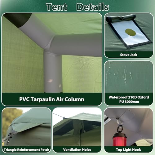 WaldZimmer Inflatable Camping Tent with Hand Pump Waterproof Outdoor Blow up Tent 2-8 Person Oxford 4 Season Glamping Air ...