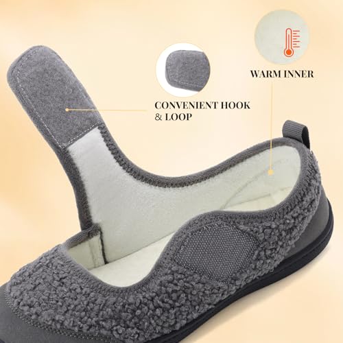 Rihero Womens Slippers Wide Width Diabetic Shoes Edema House Barefoot Walking Shoes Adjustable Indoor Outdoor Slippers