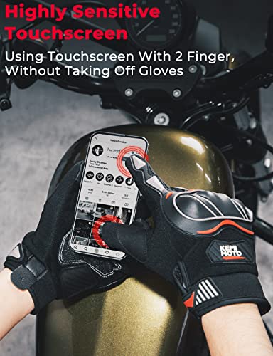 KEMIMOTO Motorcycle Gloves for Men, Touchscreen Cycling Gloves for Outdoor Sports On-Road Off-Road Mountain Motorcycle Mot...