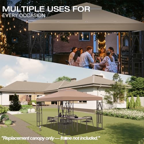 Morikoro 119''x119'' Canopy Replacement Top Double Tiered Gazebo Cover for Yard, Patio & Garden Durable Sunshade Replaceme...