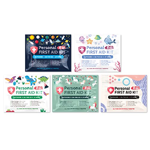 First Aid Emergency Medical Kit Mini and Travel Size - 10 Pack | Great for Kids, Schools, Business, Hiking, Camping | Woun...