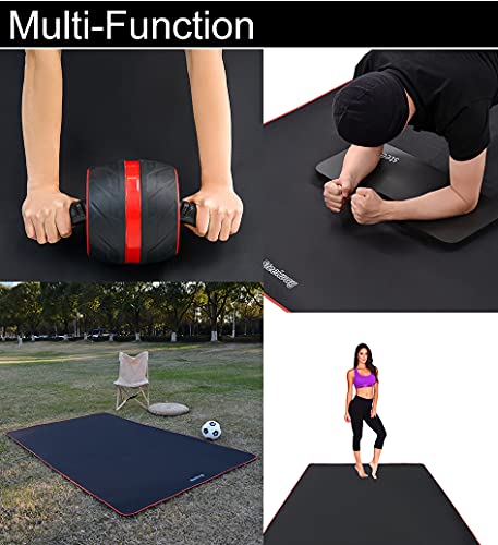 steelway Exercise Mat for AB Roller AB Mat Thin of Large, Picnic Blanket Waterproof, Black Long Foldable Workout Oxford Po...