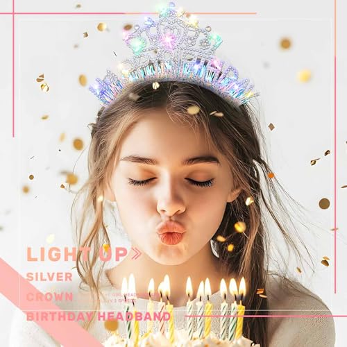 Acenail Light up Birthday Headband Glow Happy Birthday Girl Crown LED Flashing Birthdays Hair Accessories for Women