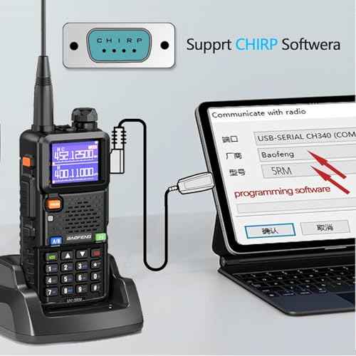 BAOFENG UV-5RM 10W Long Range Ham Radio Walkie Talkie with NOAA Weather Receiver 2500mAh Rechargeable Battery one-Key Frequency Copy Earphone Type-C Charging and Programming Cable (Tactical Antenna)