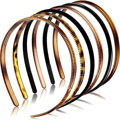 WILLBOND 6 Pieces Plastic Headbands for Women Thin Headband with Teeth Plain Head Bands for Halloween Christmas Women's Hair