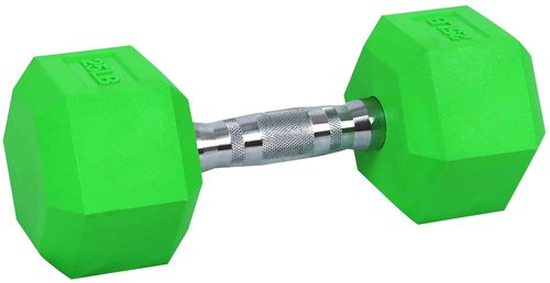 Fitvids Colored Rubber Encased Hex Dumbbell, 25LB Pair