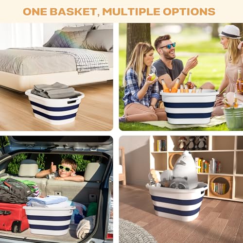 43L(11.5Gallon) Collapsible Laundry Baskets plastic, Pop Up Laundry hamper/Storage Container, Foldable Laundry Basket with...