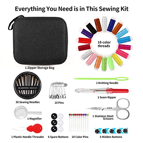 Sewing Kit Basic,Marcoon Needle and Thread Kit with Sewing Supplies and Accessories for Adults,Beginner,Home,Travel,Emerge...