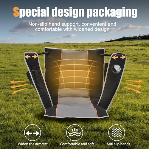 XMT Premium Padded Folding Chair, Extra Wide & Heavy Duty 450lbs Capacity, Portable Camping Chair with Insulated Cooler, C...