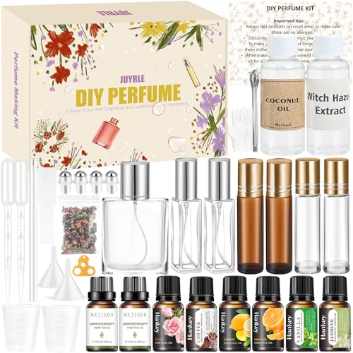 JUYRLE Perfume Making Kit- DIY Roller Perfume Making Kits for Women, Make Your Own Scent with Essential Oil, Bottle, Rolle...
