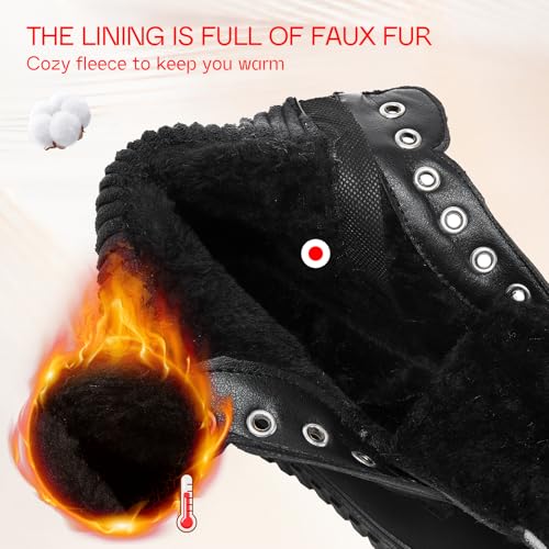 Women's Ankle Boots & Booties Waterproof Boots for Women Black Hiking Boots Women Combat Non Slip Snow Boots for Outdoor Work