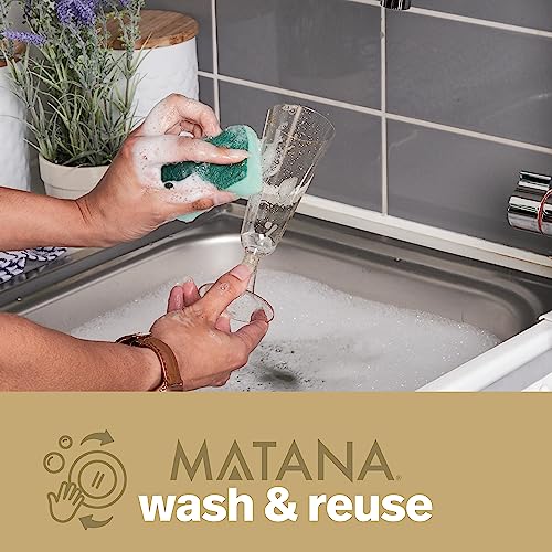 MATANA 50 Premium Plastic Champagne Flutes, Gold Glitter, 5oz - Reusable Cocktail Glasses for Mimosa, Dessert, Wine - Toas...