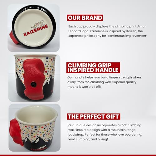 KAIZENINE Rock Climbing Mug Cup Bouldering Finger Strength Gift for Climber Bouldering Coffee Cup Present for Climber Clim...