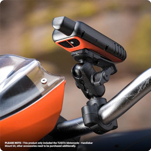 TUSITA Motorcycle GPS Mount - Holder Compatible with Garmin Handheld GPS - Double Socket Arm Handlebar Base
