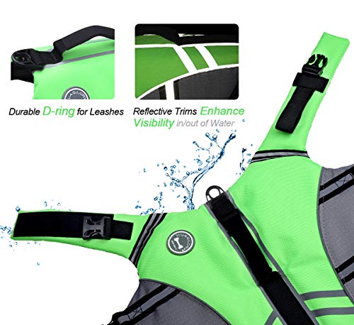 VIVAGLORY + Neoprene Dog Life Vest + Sports Style Dog Life Jacket, Swimming Vest with Handle, Ripstop & Buoyancy