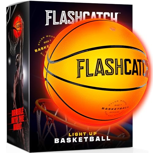 FlashCatch Light Up Basketball - Glow in The Dark - Sports Gear Accessories Gifts for Boys 8-15+ Year Old - Kids Teens Gif...