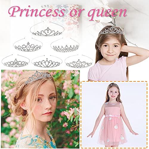 6 Pack Crystal Tiara Crown,Rhinestone Princess Crown,Silver Crystal Tiara for Girls,Women,Weddings,Parties,Prom Headdresses