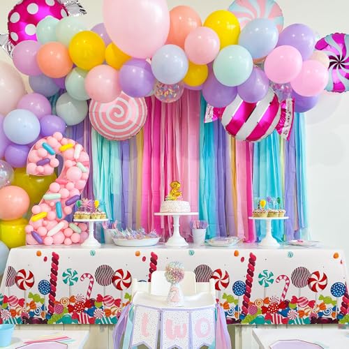 Sweet Candy Balloon Set Candies Theme Swirl Helium Mylar Foil Balloons Party Birthday Decor Supplies Round Daughters 12 Pc...