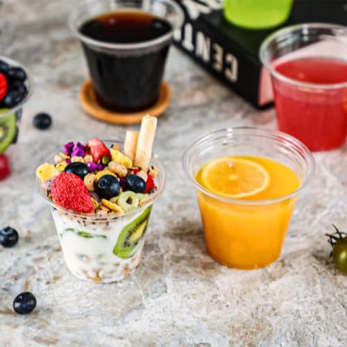 Lamosi 100 Pack 9 oz Clear Plastic Cups, Disposable Cups Wine Cocktail Punch, Sturdy & Food Safe Plastic Cup for Party & W...