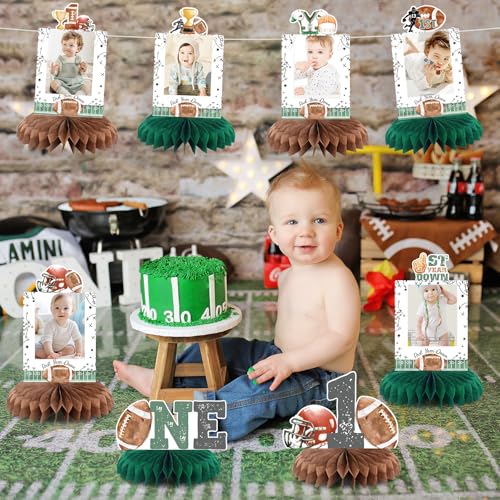 First Year Down Birthday Party Decorations, Football Birthday Party Decorations Honeycomb Centerpieces for Table, Football...