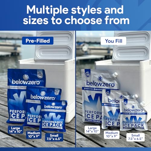 Below Zero Prefilled Reusable Ice Packs for Coolers | Long Lasting Freezer Ice Blocks for Camping, Lunch Bags & More | 48 ...