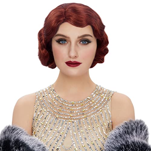 STfantasy 20S Finger Wave Wig Flapper Curly Synthetic Hair for Women 1920s Cosplay Costume Halloween Party Daily Everyday ...