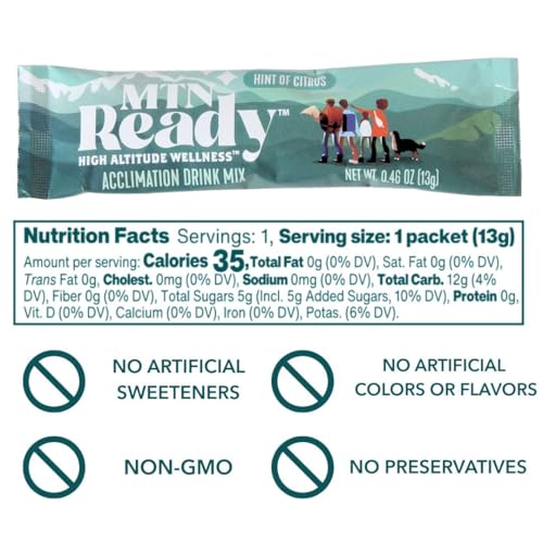 MTN Ready Acclimation Drink Mix | Altitude Sickness Aid, Natural Acclimation, Balanced Energy Boost, Athletic Activity & R...