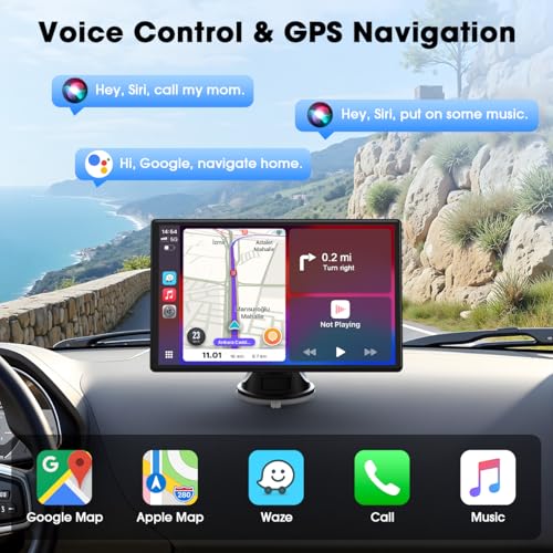 Topexplore Carplay Screen for Car, 9'' Wireless CarPlay & Android Auto- Upgrade Portable Touchscreen with Bluetooth, Mirro...