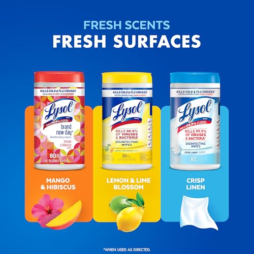 Lysol Disinfecting Wipes Bundle, Home Apartment Dorm Room Essentials and Cleaning Supplies, All Purpose Cleaner, Multi-sur...