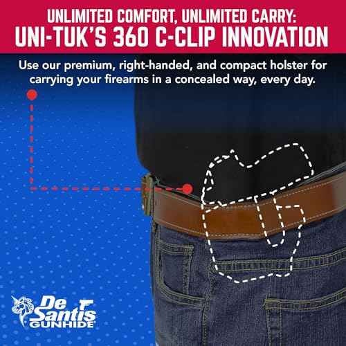 DeSantis Uni-Tuk Gun Holster, Built-in Spur, Fits 43, 43X, 43X MOS with or Without RED DOT Sight, IWB Holster, Adjustable and Tuckable 360-C Clip, Right Fitment, Black