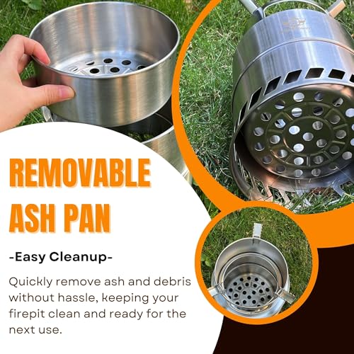 Bestargot Camping Wood Stove, Extra Large Size 8 x 12 inches, Portable Smokeless Fire Pit, Stainless Steel, Windproof & St...