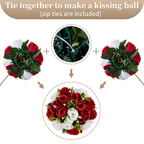 Sziqiqi Red Fake Flowers for Wedding Centerpiece Kissing Flower Balls for Tables Flower Centerpieces Arrangement for Party...