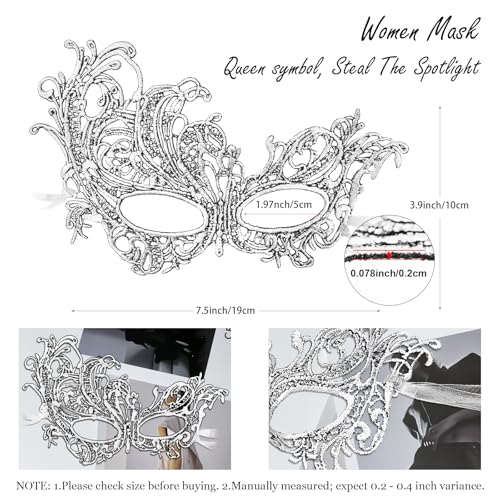 FunMular Masquerade Mask for Women Lace Masks Venetian Masquerade Party Costume Party Halloween Carnival Fit for Adults, Soft